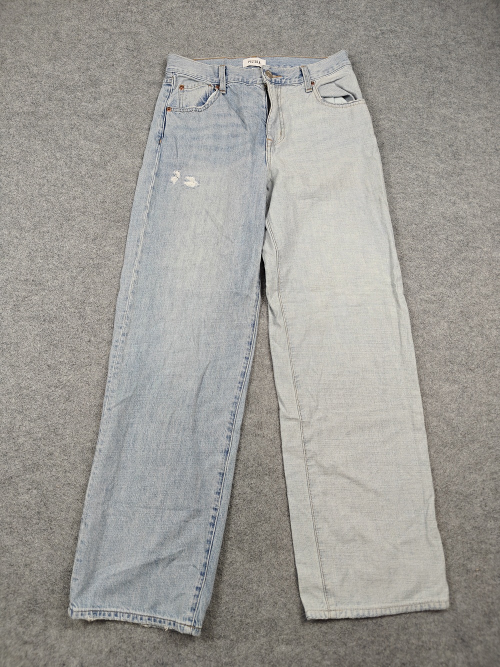 Pistola Jeans Womens 27x30 Blue Straight Relaxed Fit Distressed Light Wash